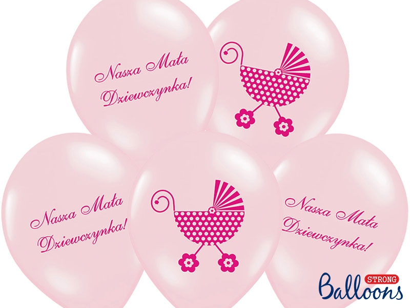 Balony na Narodziny dziecka lateksowe "Wózek - Nasza Mała Dziewczynka" / SB14P-220-081J/6