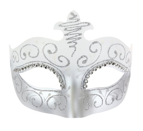 Maska karnawałowa Wenecka "Lilia", biało-srebrna