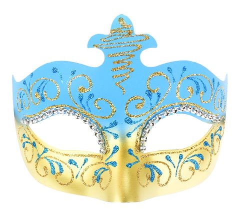 Maska karnawałowa Wenecka "Lilia", niebiesko-złota