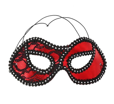 Maska karnawałowa Wenecka z koronką, czerwona