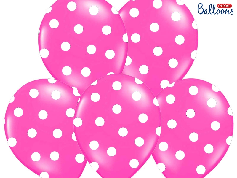 Balony lateksowe z nadrukiem "Kropki", różowe / 30 cm SB14P-223-006W/6