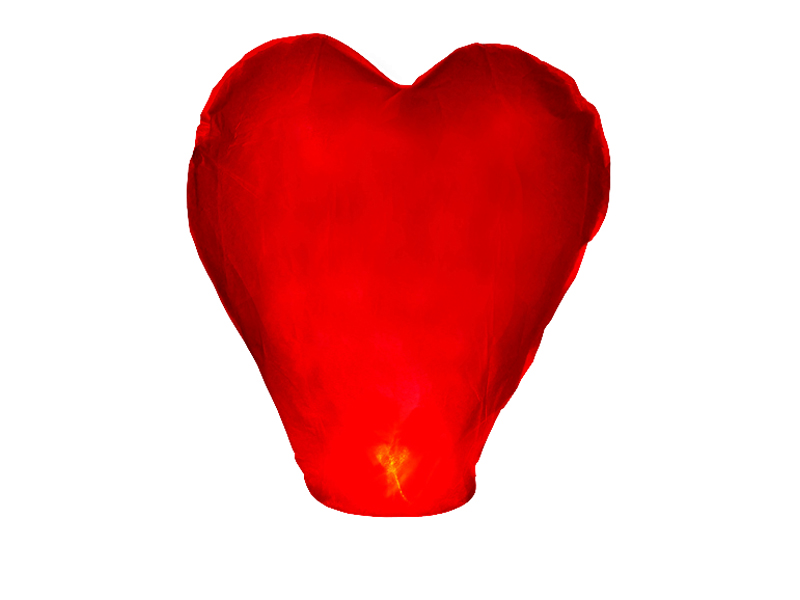 Lampion latający Serce, czerwony / 37x93x95 cm