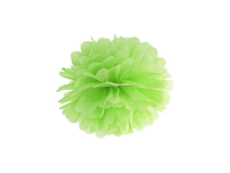Pompon bibułowy, zielone jabłuszko / 25 cm
