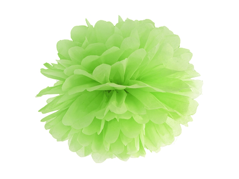 Pompon bibułowy, zielone jabłuszko / 35 cm