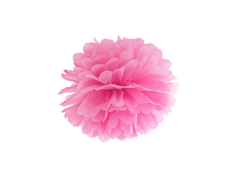 Pompon bibułowy, różowy / 35cm