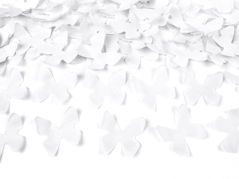 Wystrzałowa tuba konfetti - białe motylki / 60 cm