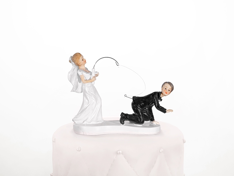 Figurka na tort weselny "Para Młoda z wędką" / PF18