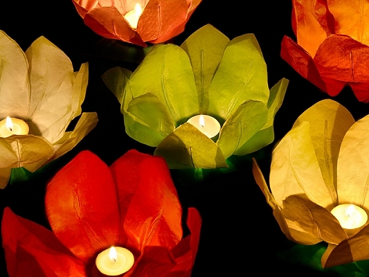 Lampiony pływające Kwiaty, mix / średnica 29 cm