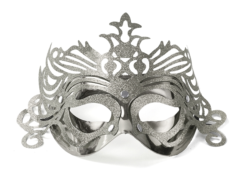 Maska karnawałowa Wenecka srebrna z ornamentem / MAS2-018