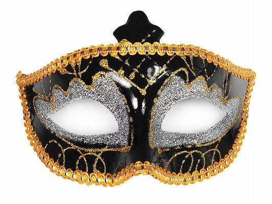 Maska karnawałowa Wenecka czarno-srebrna