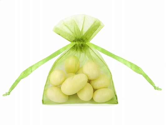 Woreczki z organzy, "zielone jabłuszko" / 7,5x10 cm