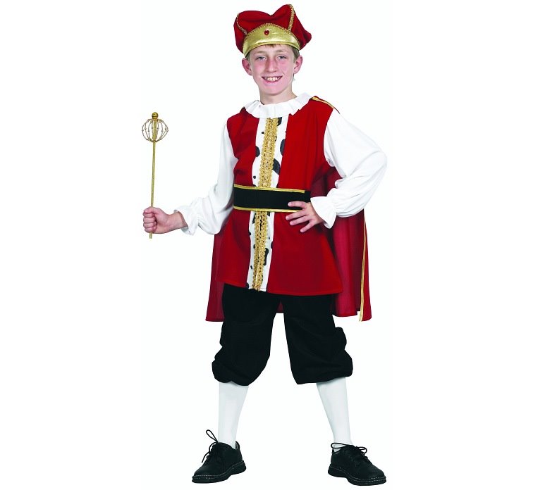 Strój dla dzieci "Król lux" (koszula,spodnie,peleryna,pasek,kapelusz-korona), rozm.110/120 cm