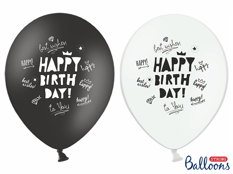 Balony urodzinowe z napisem "Happy Birthday" mix / SB14P-259-000/6