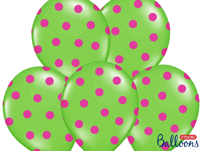Balony lateksowe z nadrukiem "Kropki", zielone / 30 cm SB14P-223-102P/6