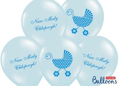 Balony na Narodziny dziecka lateksowe "Wózek - Nasz Mały Chłopiec" / SB14P-220-011/6