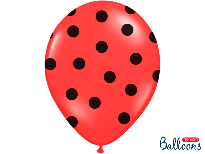 Balony lateksowe czerwone w czarne Kropki / SB14P-223-007JB/6