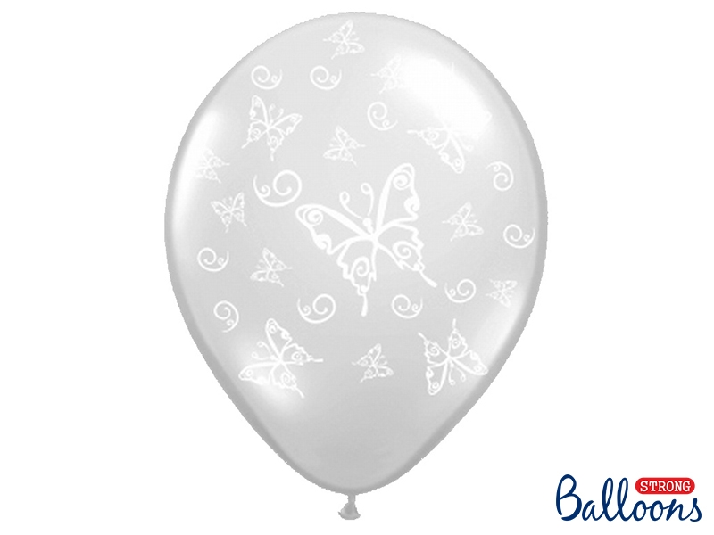 Balony lateksowe "Motylki" Crystal Clear / 35 cm
