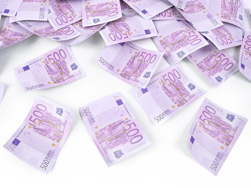 Tuba wystrzałowa konfetti - banknoty 500 euro / 60 cm