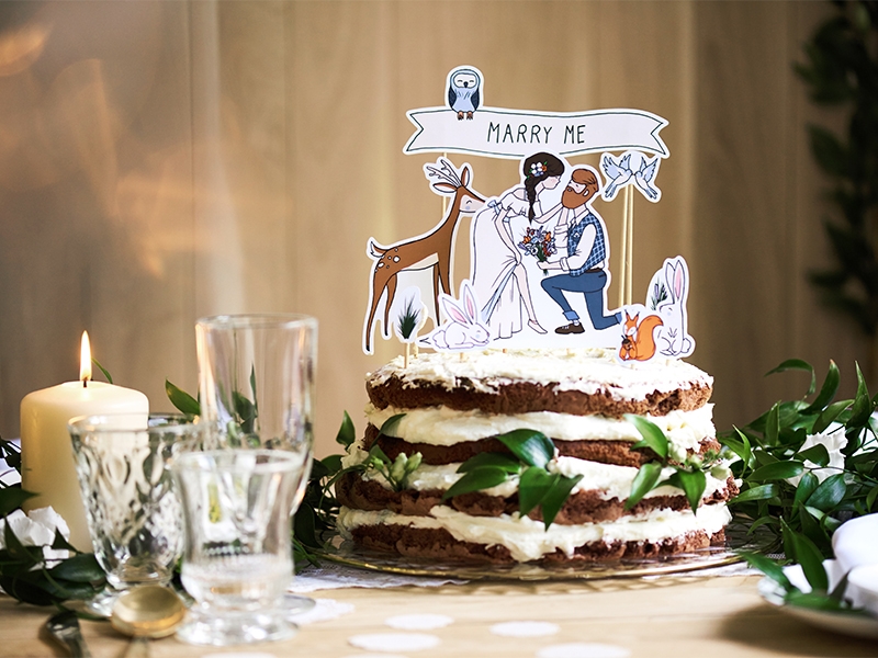 Topper na tort "Marry Me" / 7,3-23 cm
