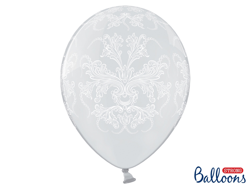 Balony lateksowe "Ornament" Crystal Clear / 35 cm