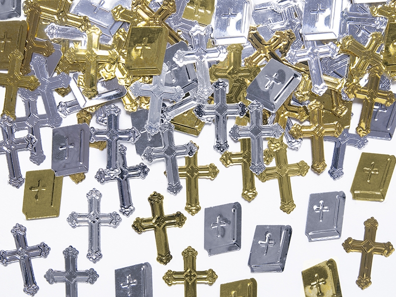 Konfetti metalizowane "Krzyże i księgi"