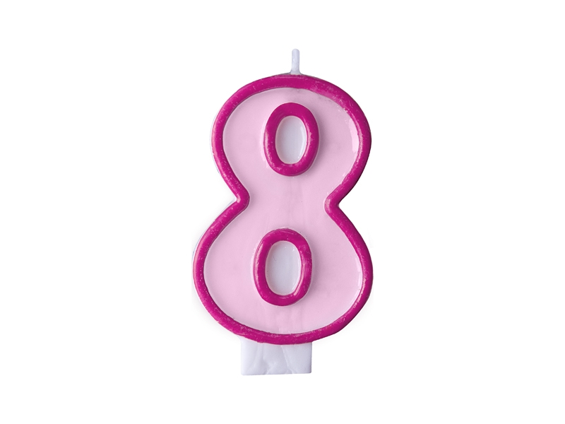 Świeczka urodzinowa cyferka 8, różowa