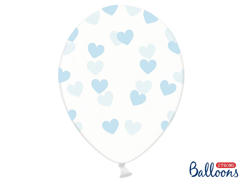 Balony lateksowe w niebieskie Serduszka / SB14c-228-099B/6