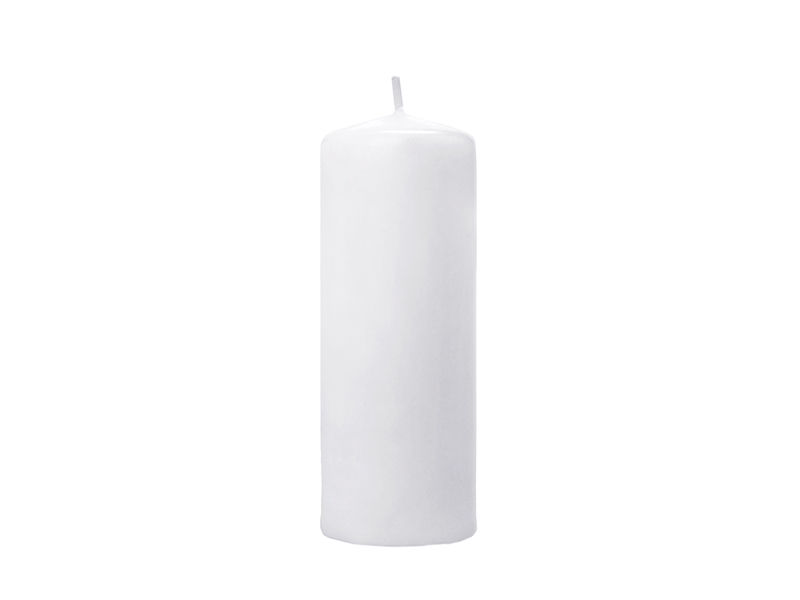 Biała świeca walec, matowa / 15x6 cm