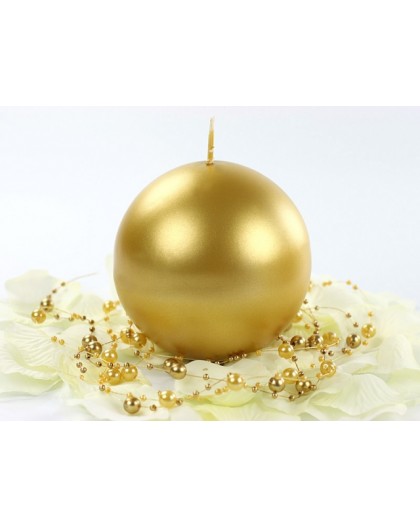 Złota świeca kula, lakierowana / 10 cm