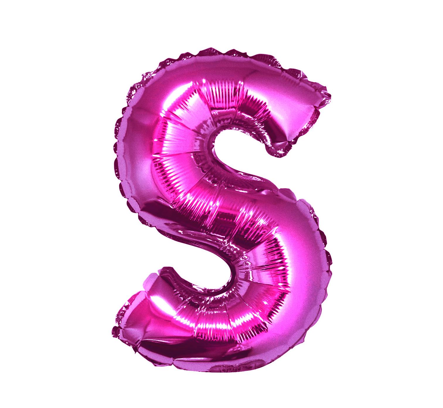 Balon foliowy "Litera S", różowa, 35cm