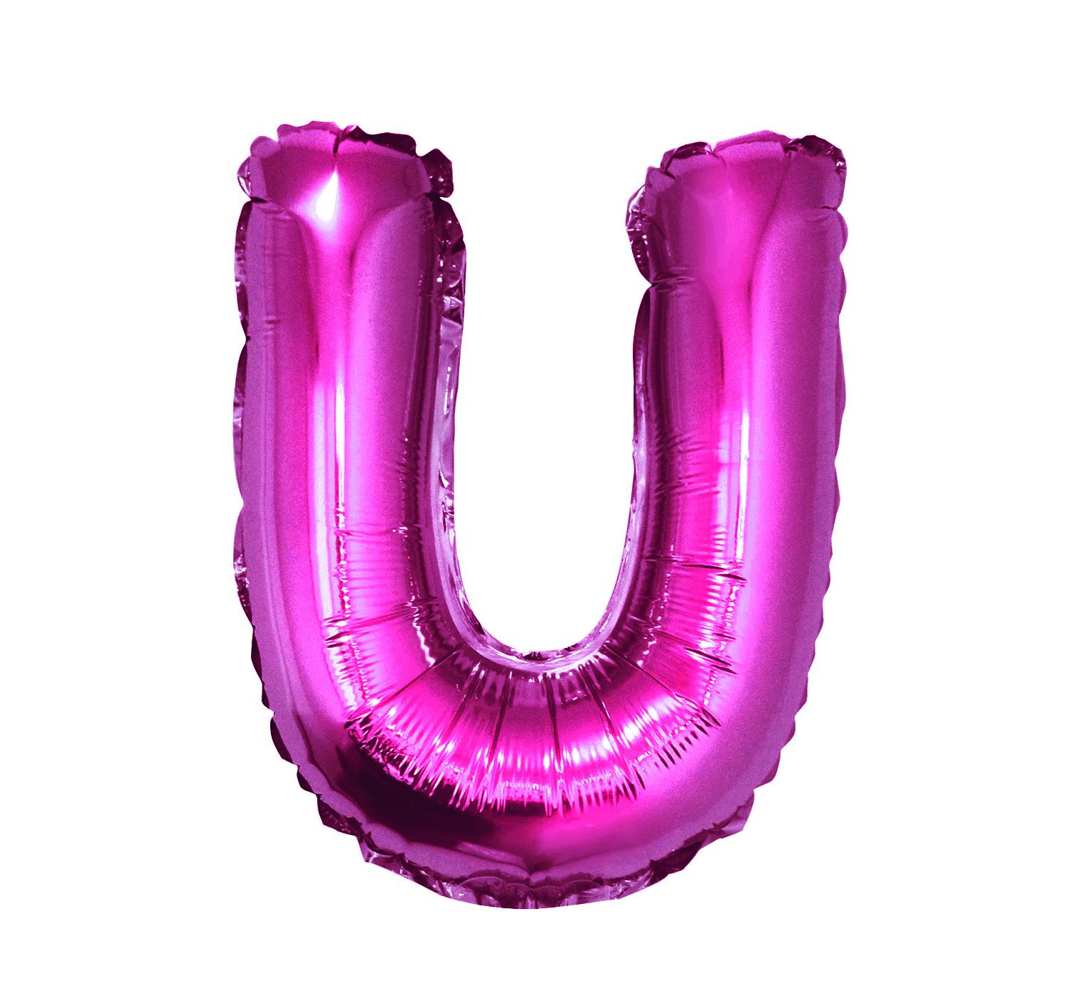 Balon foliowy "Litera U", różowa, 35cm