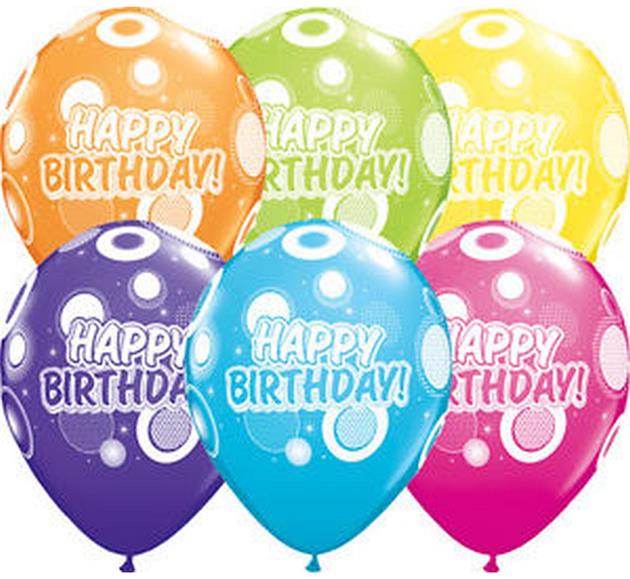 Balon urodzinowe QL 11" Happy Birthday" , pastel mix tropikalny
