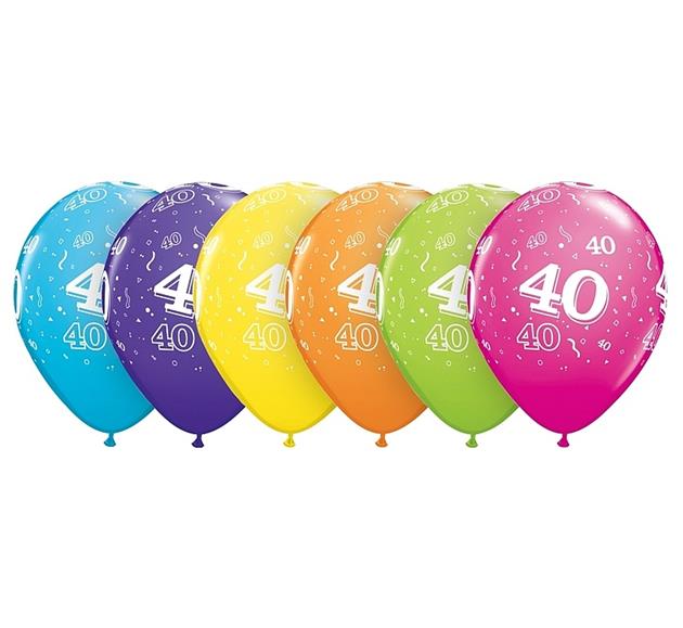 Balony na 40 urodziny, pastel mix tropikalny