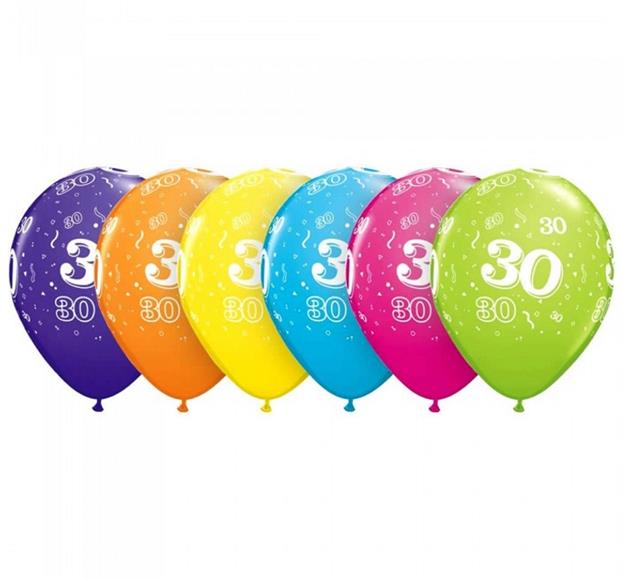 Balony na 30 urodziny, pastel mix tropikalny
