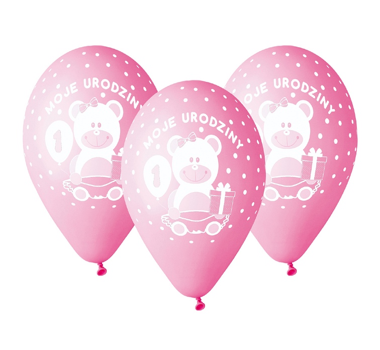Balony urodzinowe na Roczek dla dziewczynki "Moje 1 Urodziny" / GD-M1UD1
