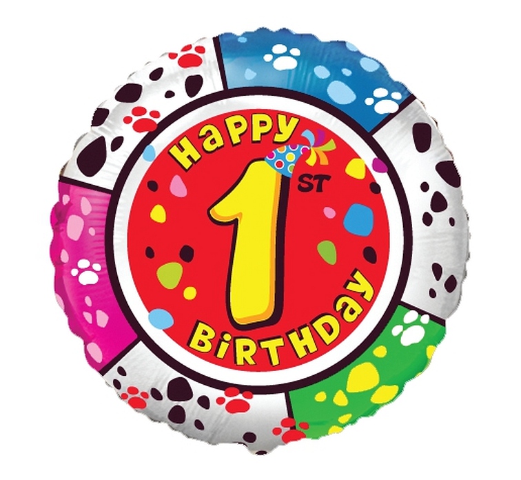 Balon na Roczek "1 Happy Birthday" (niezapakowany)