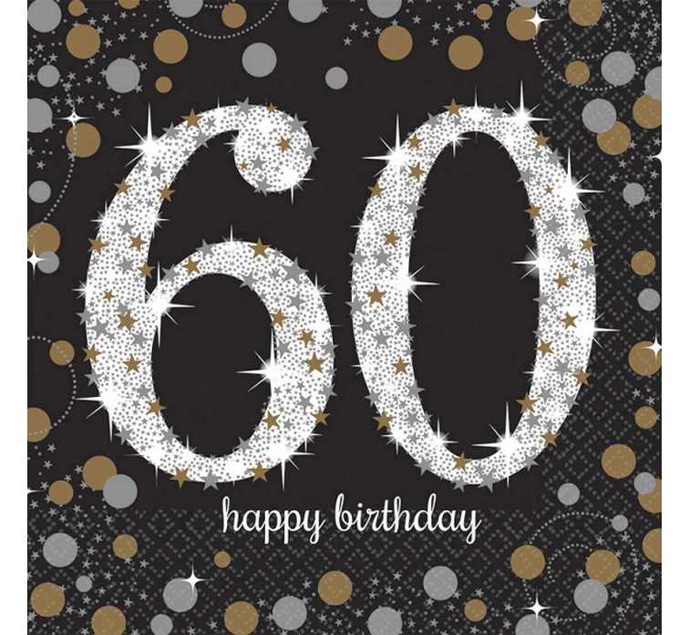 Serwetki papierowe "60 urodziny" Sparkling Celebration / 33x33cm