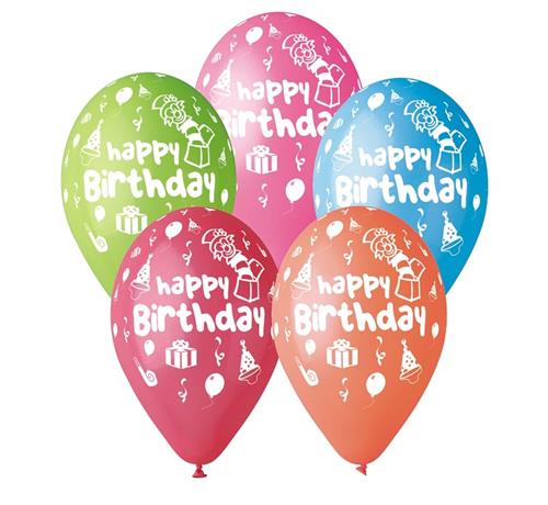 Balony urodzinowe z napisem "Happy Birthday", Premium mix