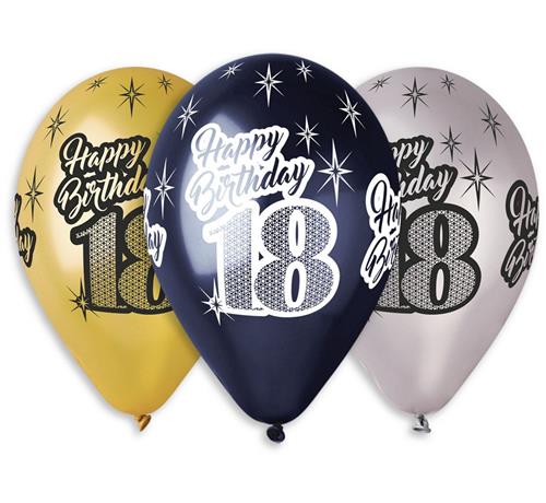 Balony lateksowe 12" "Happy Birthday 18"