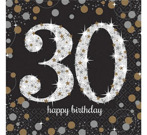 Serwetki papierowe "30 urodziny" Sparkling Celebration / 33x33cm