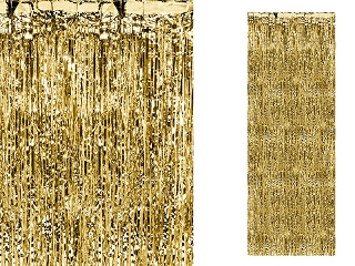 Dekoracja - foliowa kurtyna na drzwi - fotościanka Party, złota / 90 x 250cm