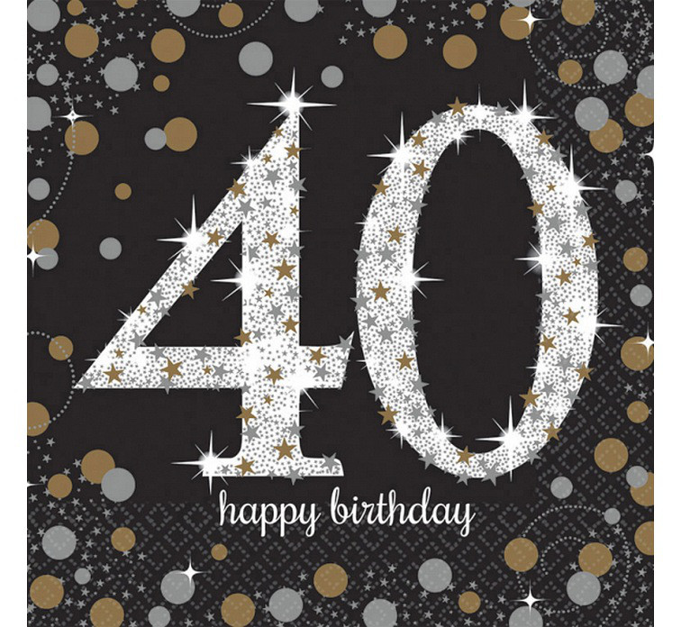 Serwetki papierowe "40 urodziny" Sparkling Celebration" / 33x33 cm