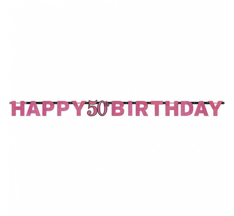 Girlanda urodzinowa na  "50 urodziny" Sparkling Celebration, różowa