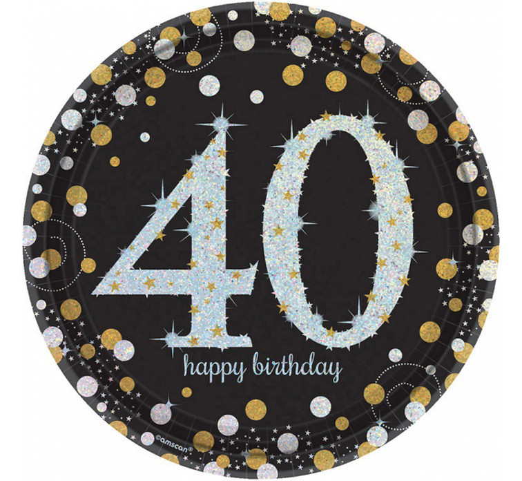 Talerzyki papierowe "40 urodziny " Sparkling Celebration / 23 cm