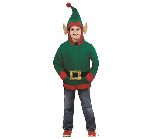 Strój dla dzieci "Elf" (bluza z kapturem, pasek), rozm 8-10 lat
