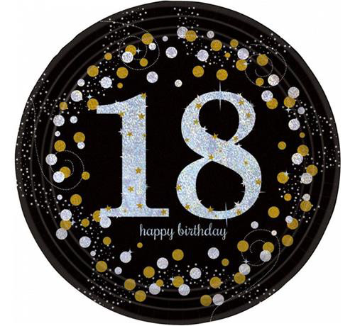 Talerzyki papierowe "18 urodziny " Sparkling Celebration / 23 cm