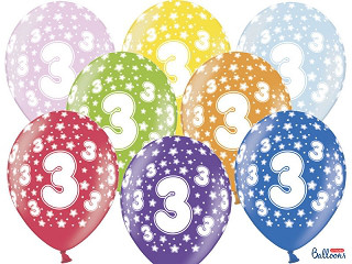 Balony na 3 urodziny, mix kolorów / SB14M-003-000-6