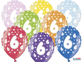Balony na 6 urodziny, mix kolorów / SB14M-006-000-6
