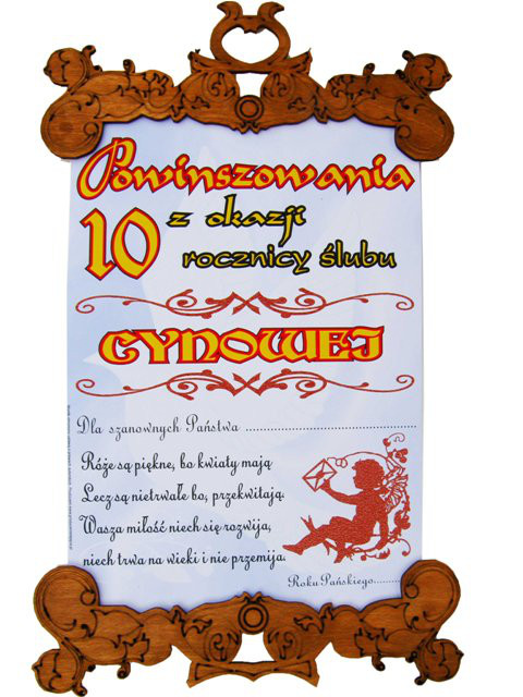 Dyplom na Rocznicę Ślubu "10 Rocznica Ślubu"