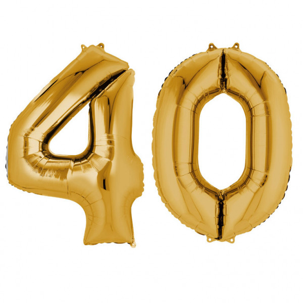 Zestaw balonów foliowych - złote cyfry "40" / 86 cm